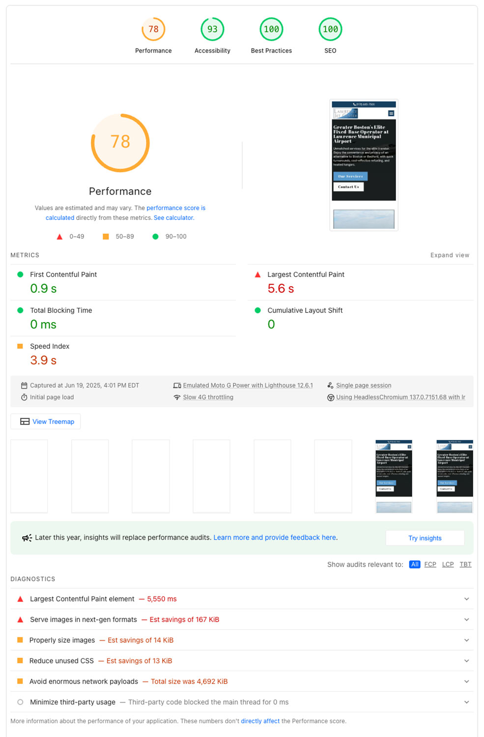 lawrence jet center page speed insight improvements